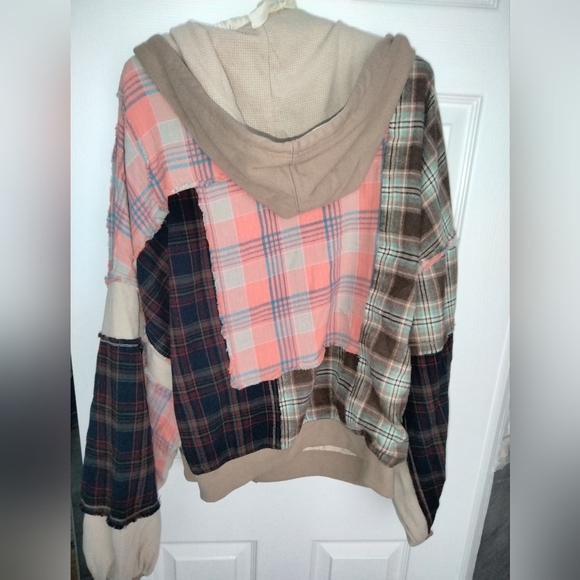 Oli & Hali boutique pieced plaid jacket NWOT size medium oversized fit unique - Picture 6 of 7